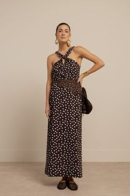 Studio Anneloes Norah 2way dot dress Bruin