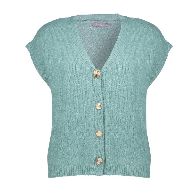 Geisha Knitted gilet with buttons Blauw  63711-20