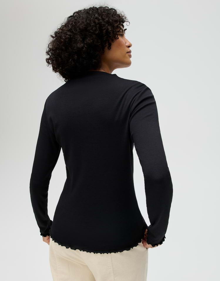 Opus SONINCHEN geribd overhemd van zachte jersey Zwart