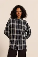 Studio Anneloes Leira check scarf blouse Blauw /bruin