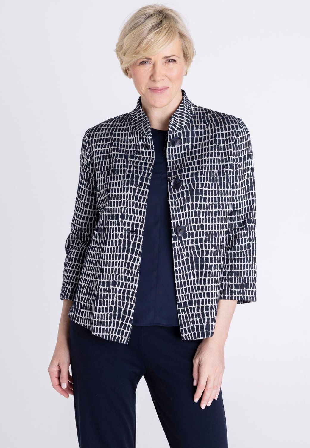 Frank Walder Blazer Met Print Blauw