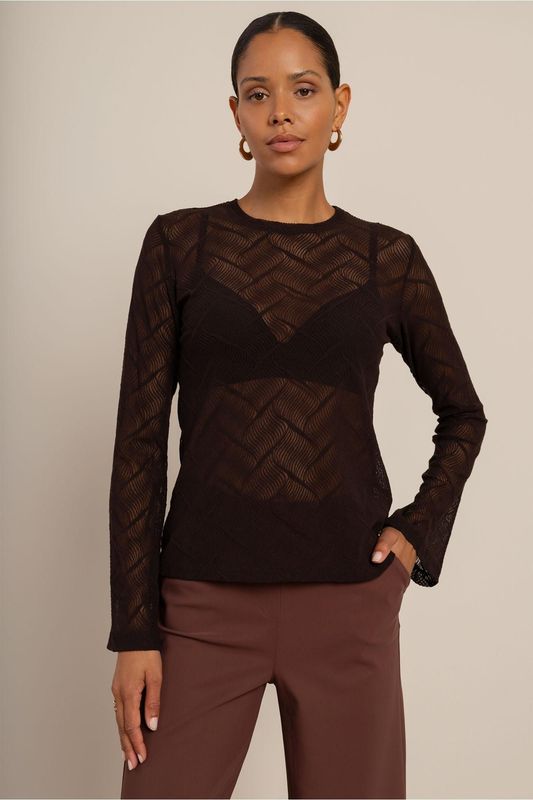 Studio Anneloes Reagan flaire lace top Bruin
