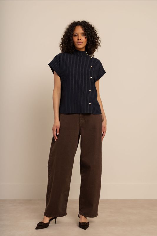 Studio Anneloes Danni gold stripe blouse Blauw