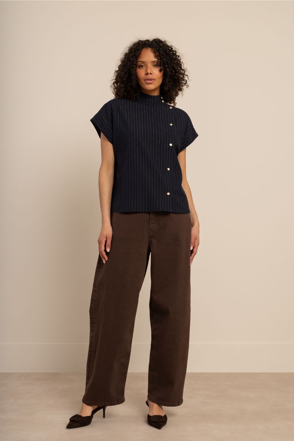 Studio Anneloes Danni gold stripe blouse Blauw