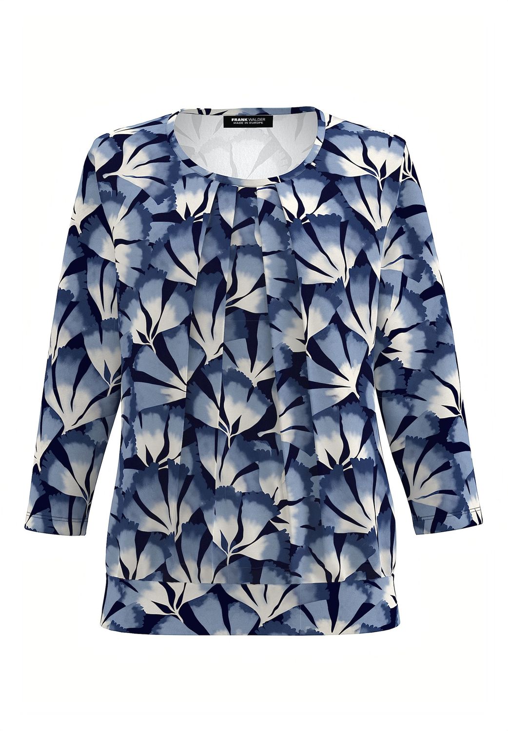 Frank Walder shirt 3/4 mouw blauw print