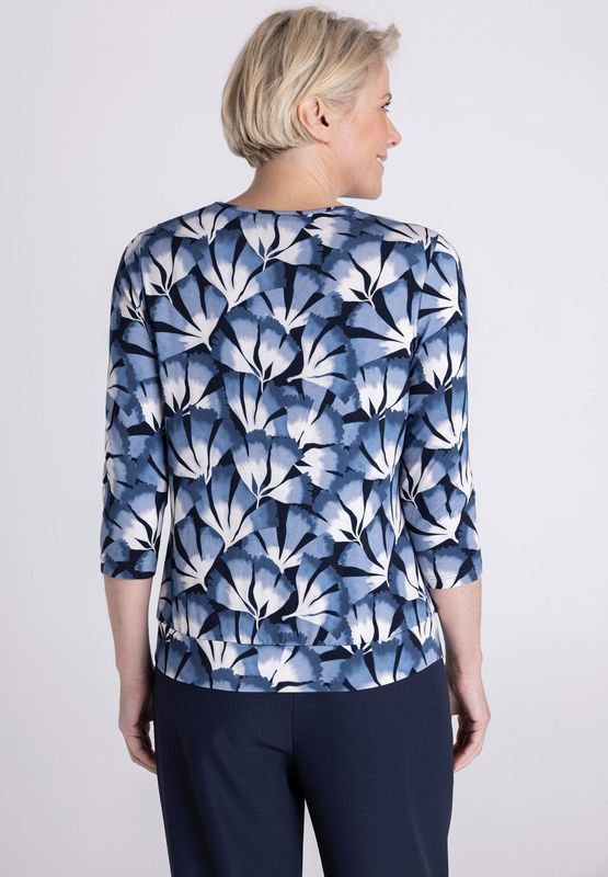 Frank Walder shirt 3/4 mouw blauw print