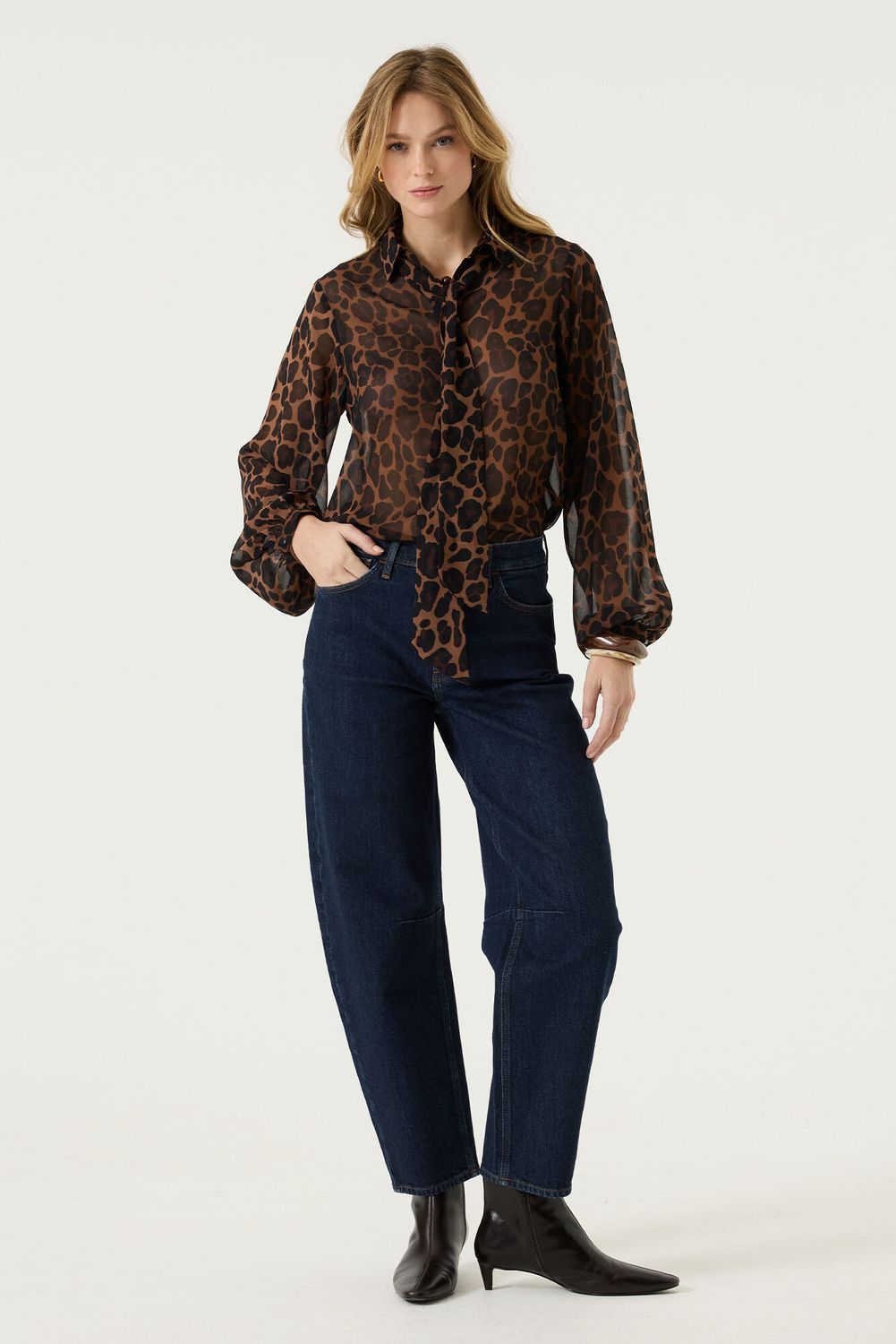 Garcia mesh blouse met strik