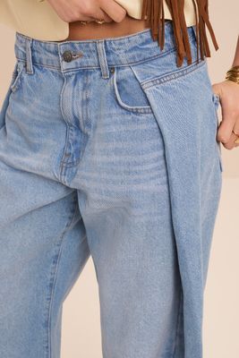 My Jewellery Blauwe wide leg jeans met plooienMJ16335