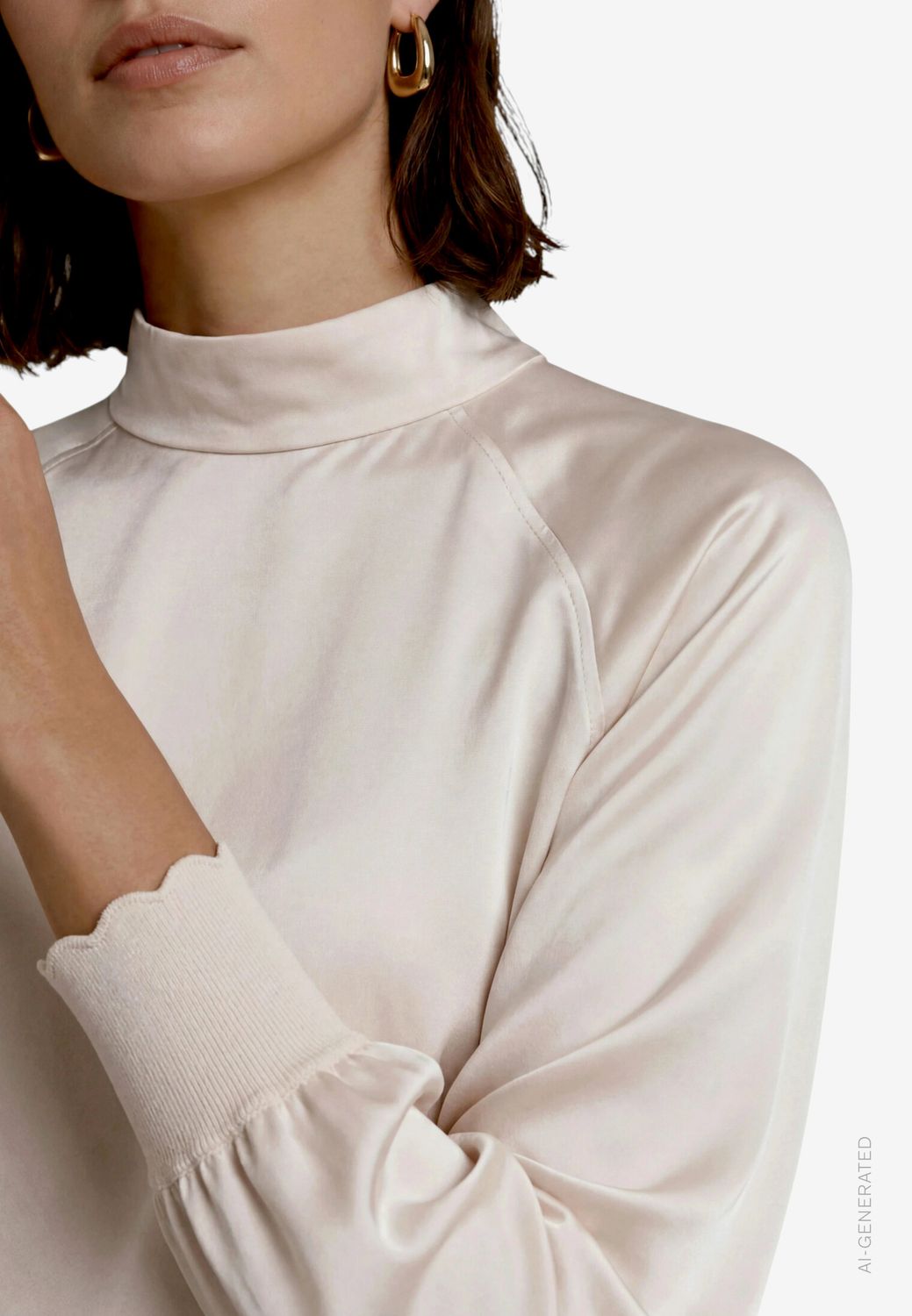 Zero Satijnenblouse met opstaande kraag
