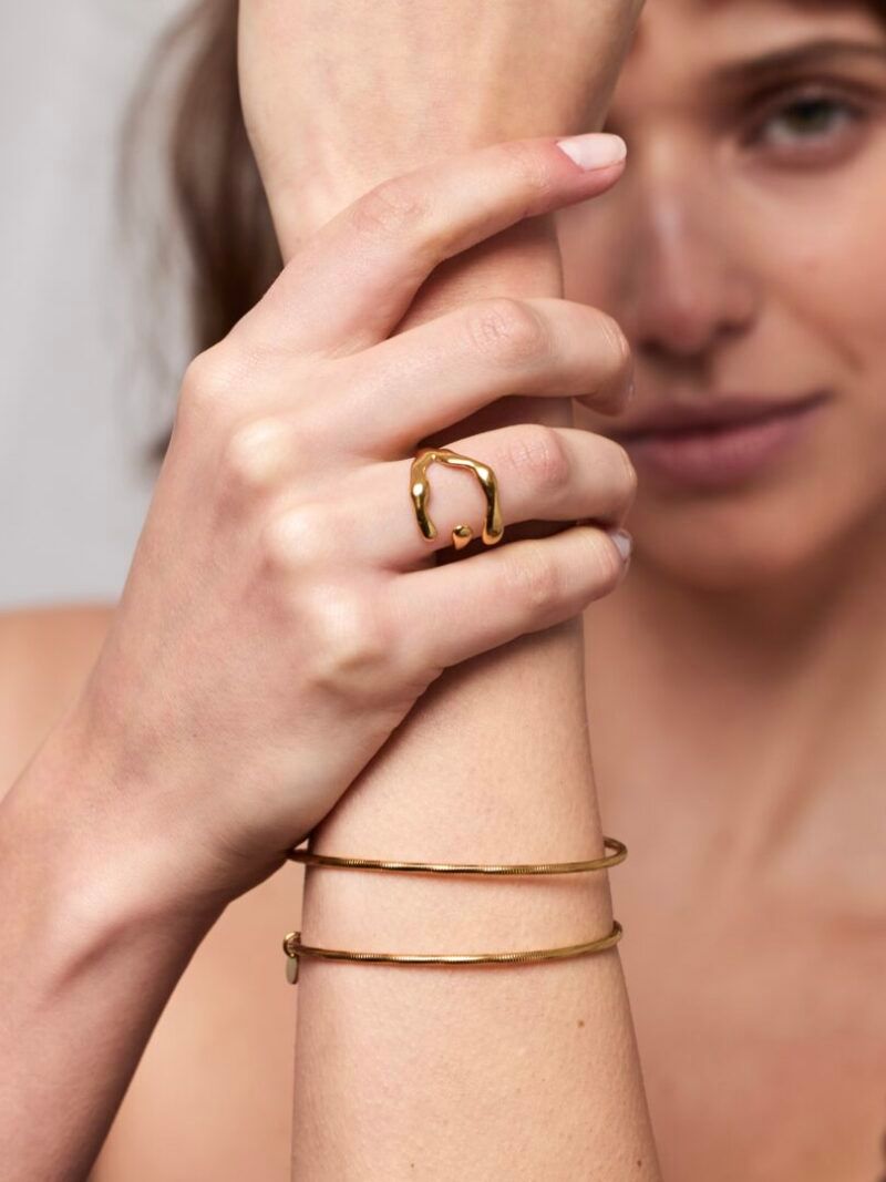 Ellen Beekmans 2-delige bangle met patroon Goud