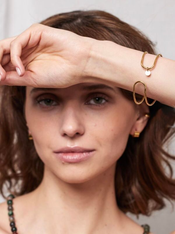 Ellen Beekmans 2-delige bangle met patroon Goud