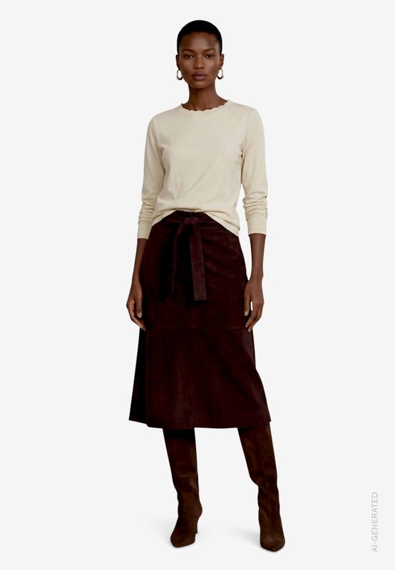 Zero midi rok in suede-look