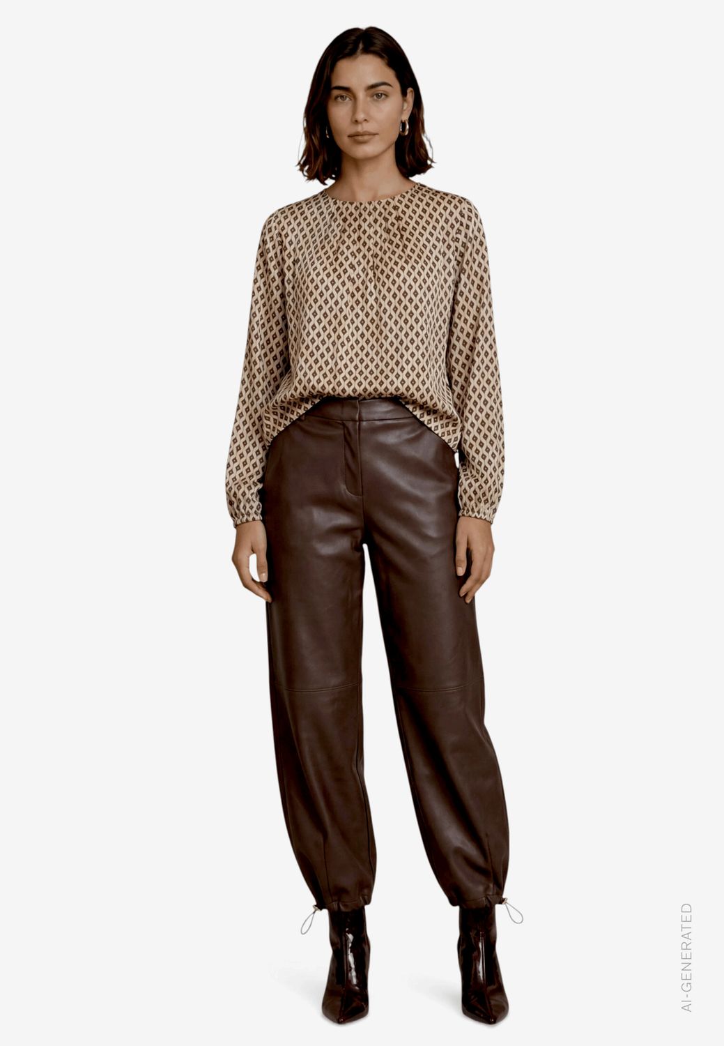 Zero Blouse met print bruin/camel
