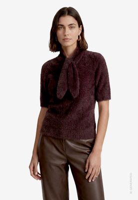 Zero pullover met sjaal bruin