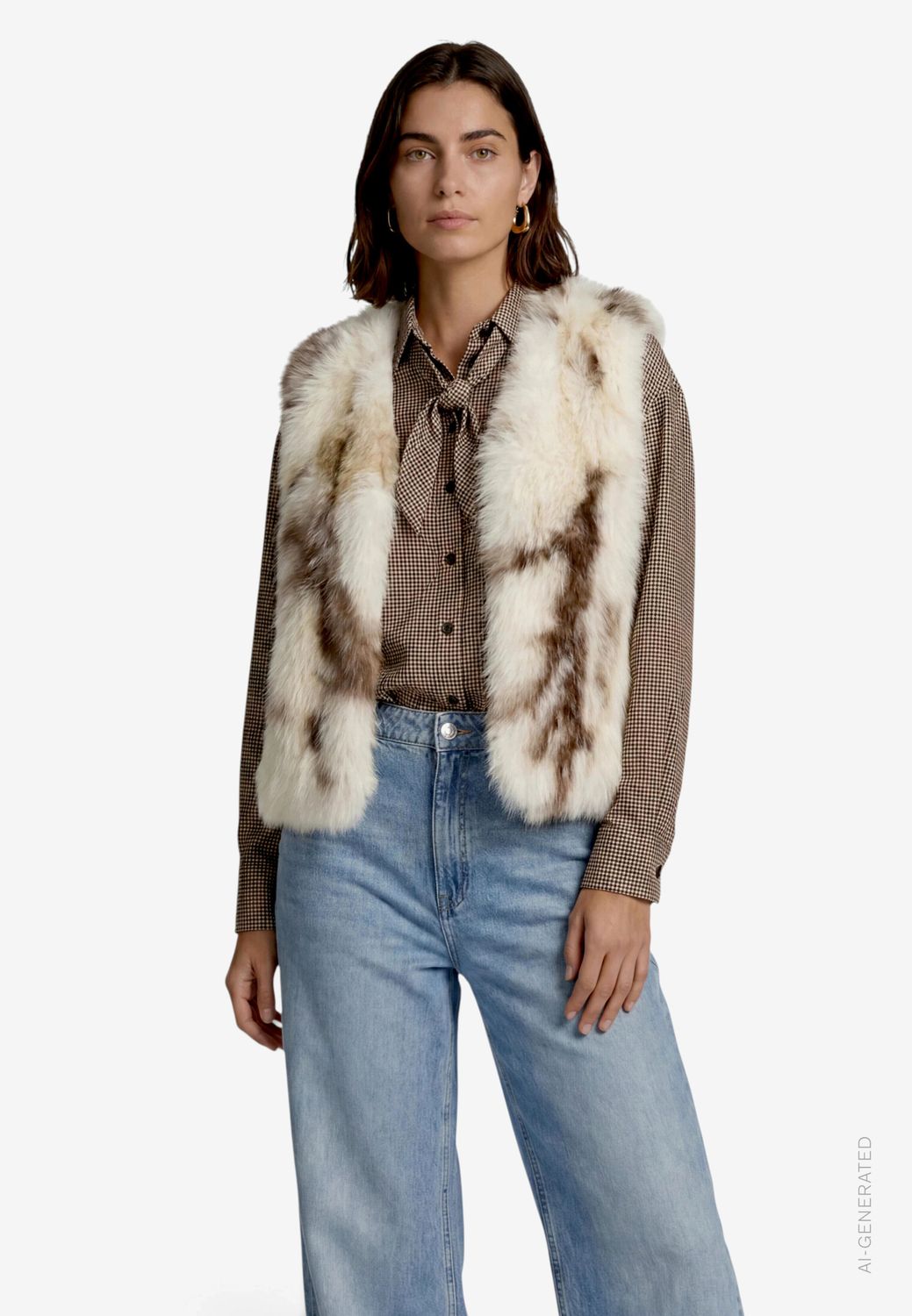 Zero Plusche Gilet fake fur camel