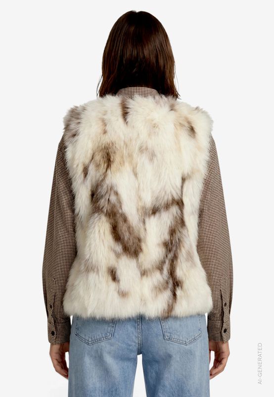 Zero Plusche Gilet fake fur camel