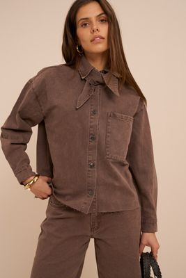 My Jewellery Bruine denim blouse met sjaal MJ16771