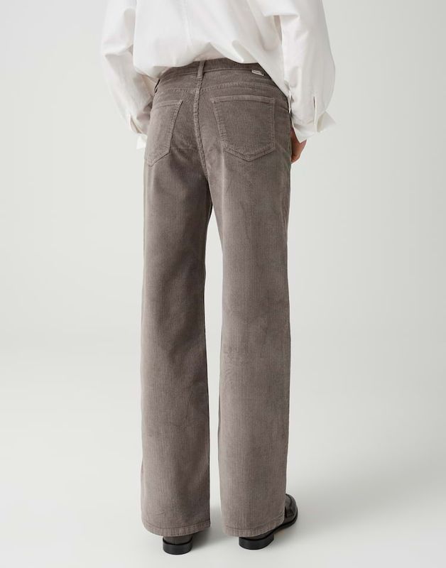 Opus MMIVY CORD Wide Leg-jeans van corduroy met hoge taille Greige