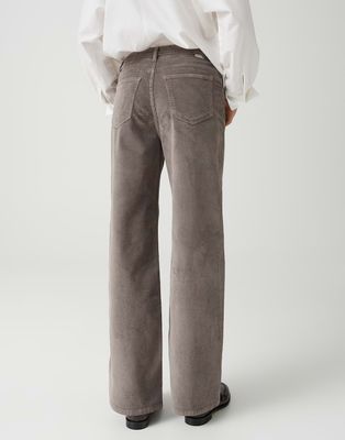 Opus MMIVY CORD Wide Leg-jeans van corduroy met hoge taille Greige