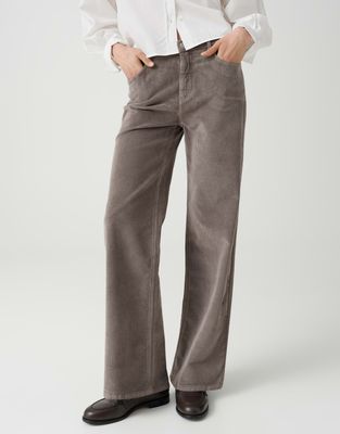 Opus MMIVY CORD Wide Leg-jeans van corduroy met hoge taille Greige