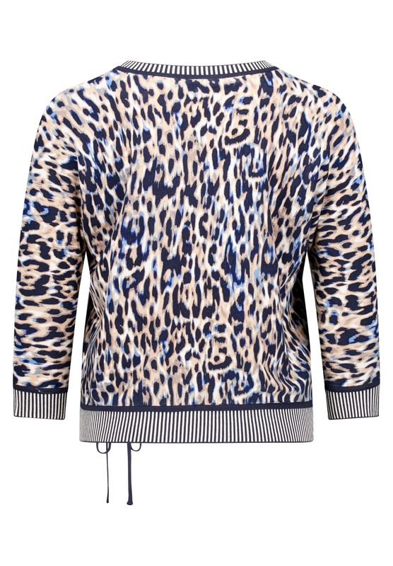 So Cosy trui multi print blauw/beige