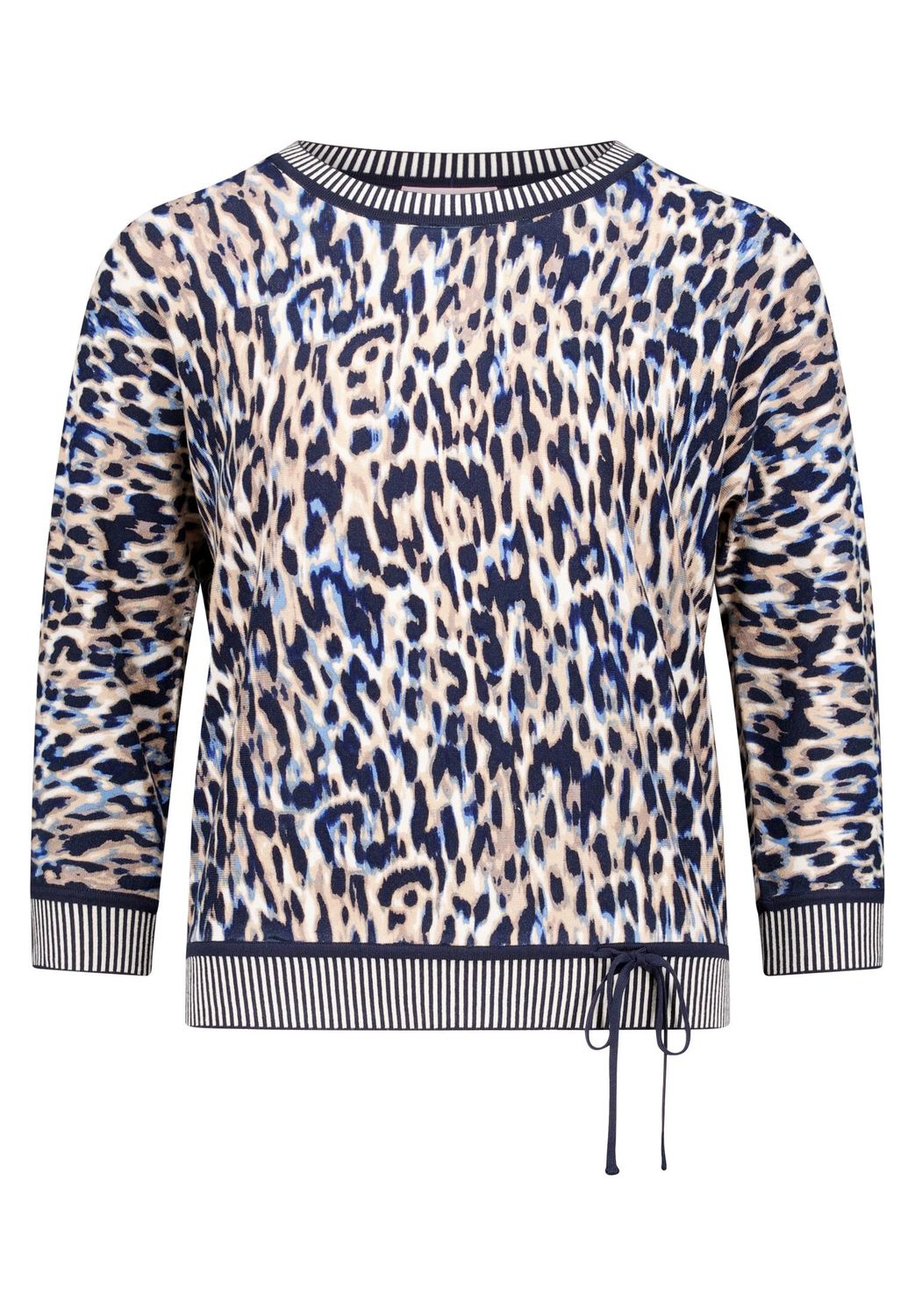 So Cosy trui multi print blauw/beige