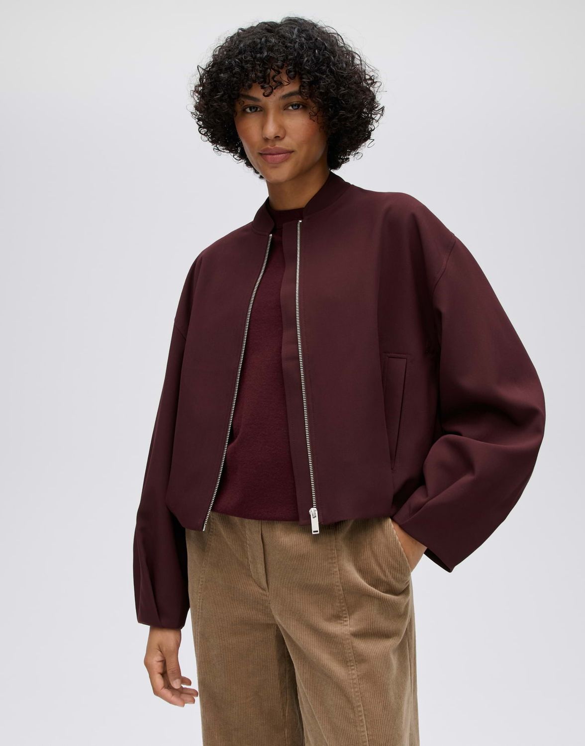 Opus Blouson met ballonzoom, regular fit Rood