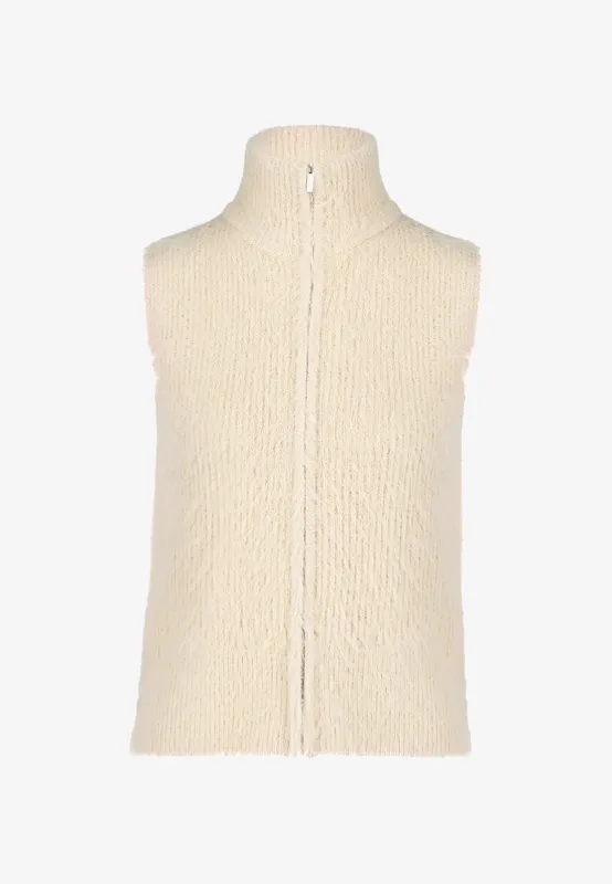 Zero Gebreid vest met ritssluiting Beige