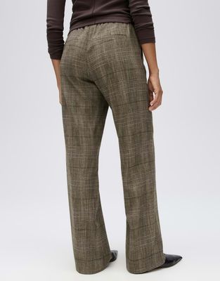 Opus MELANDE MOD broek met wijde pijpen en comfortabele tailleband Bruin