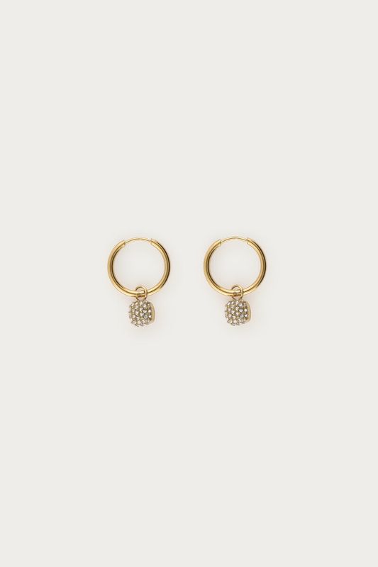 My Jewellery Love oorringen met vierkante strass steen