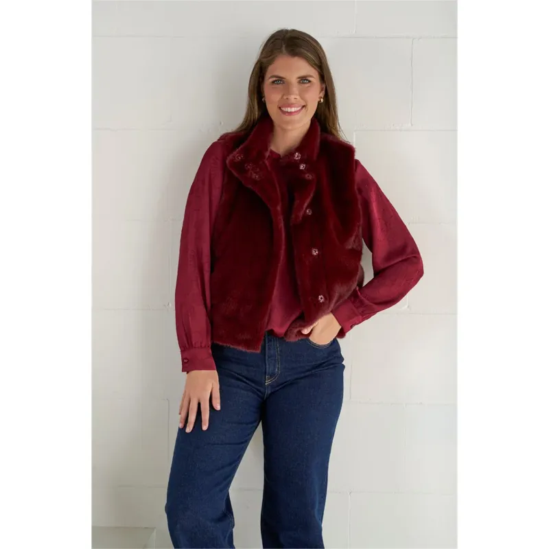 Roberto Sarto Gilet fake fur Rood