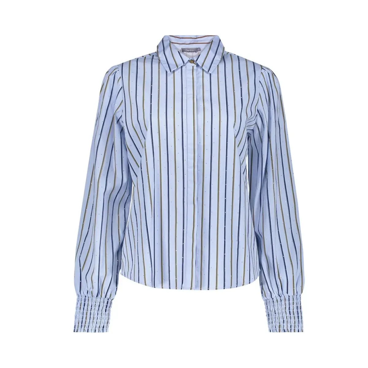 Geisha Blouse pinstripe met rhinestone's