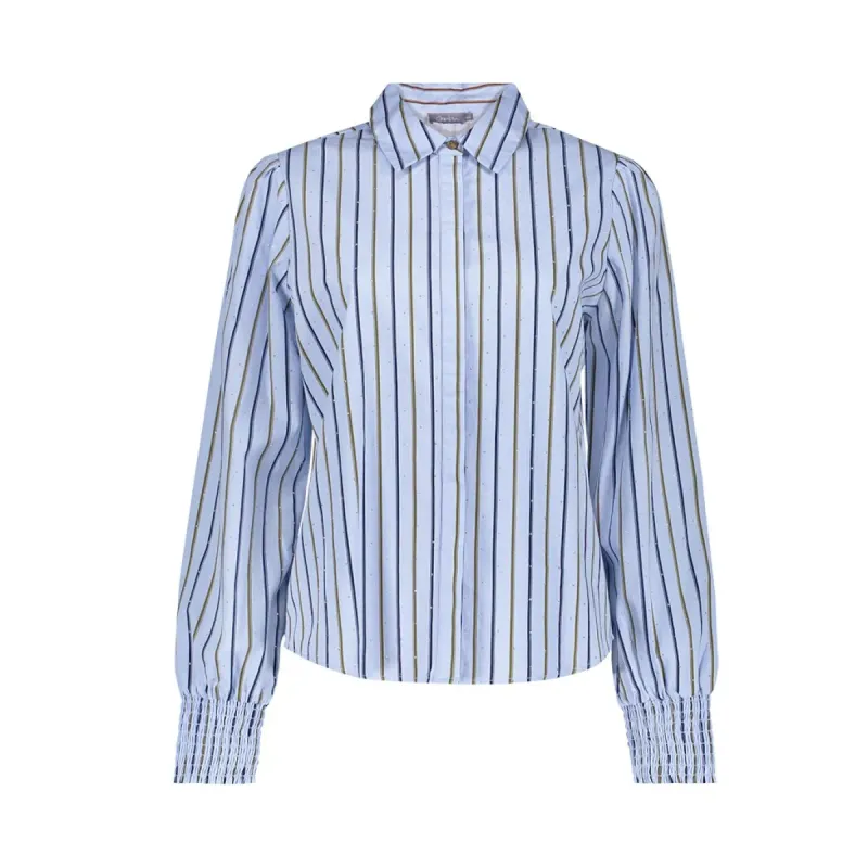 Geisha Blouse pinstripe met rhinestone's