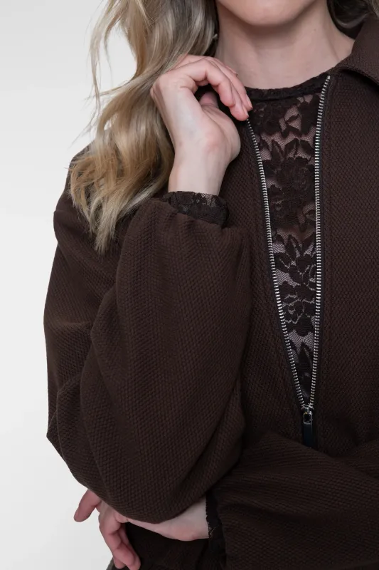 Geisha Bomber bruin met rits