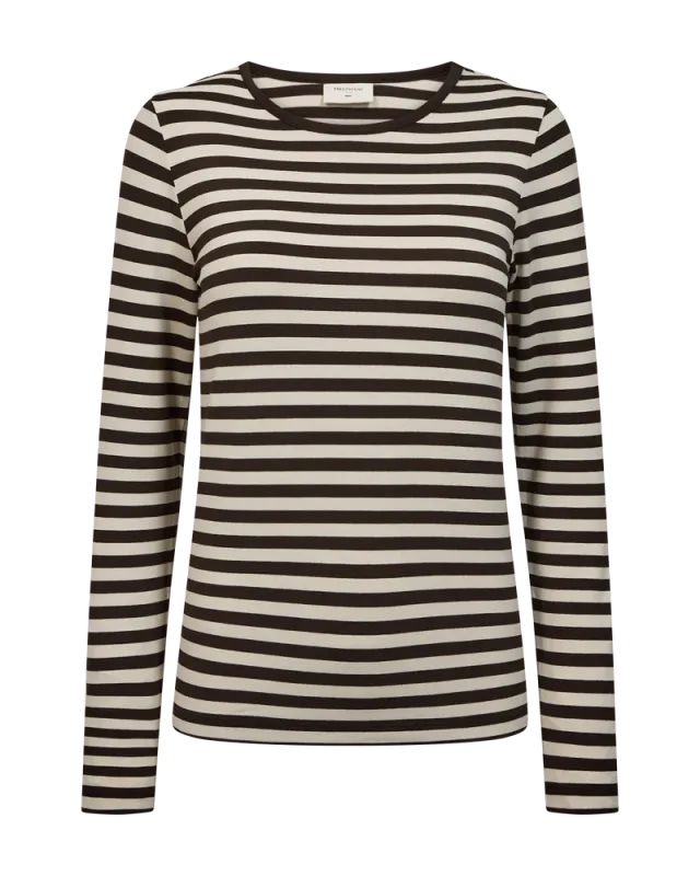 Freequent FQLIANA gestreept Shirt Bruin
