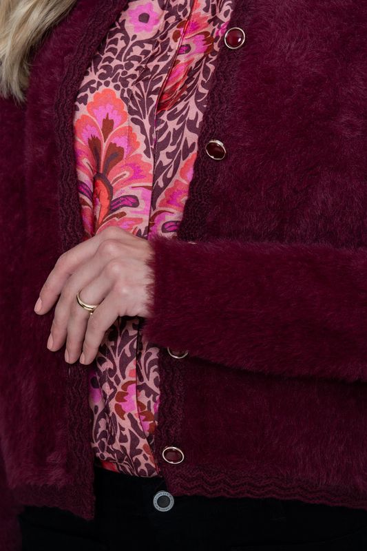 Geisha zacht harige vest Rood