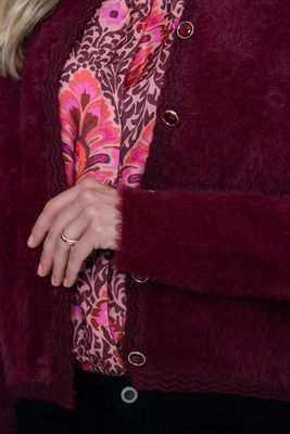 Geisha zacht harige vest Rood