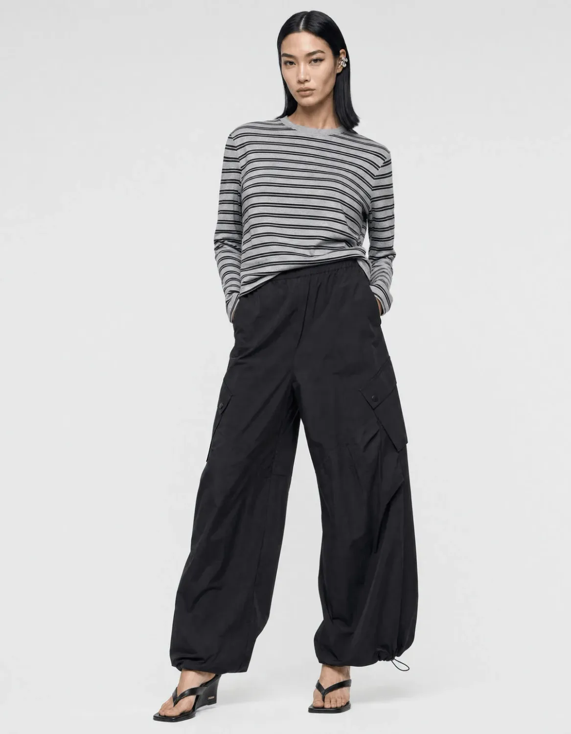 Shoeby Shoulder Stripe Longsleeve T-shirt G Grijs 1115009