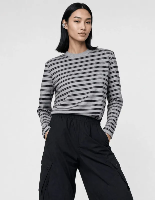 Shoeby Shoulder Stripe Longsleeve T-shirt Grijs