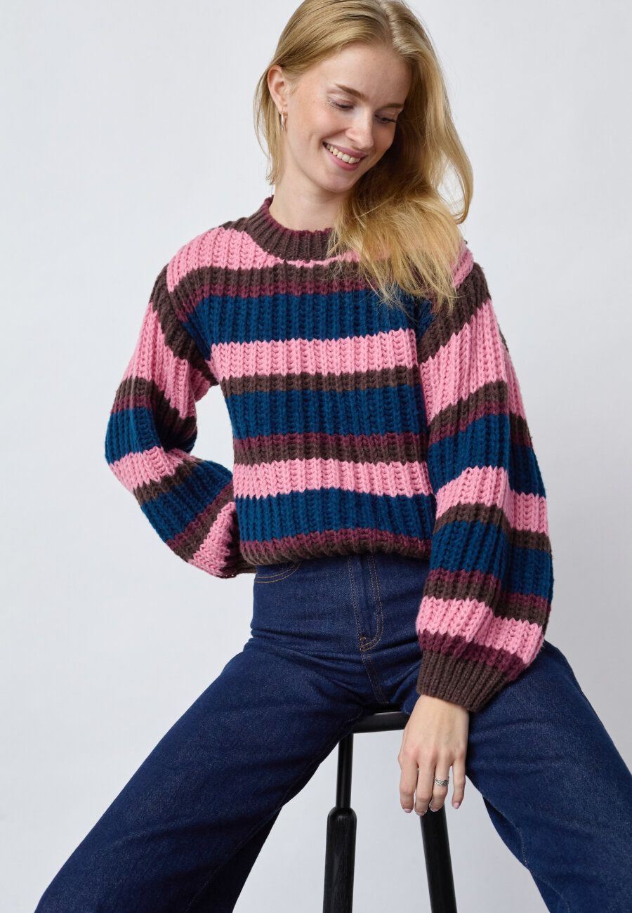 Sisters Point gebreide trui  roze/blauw/bruin