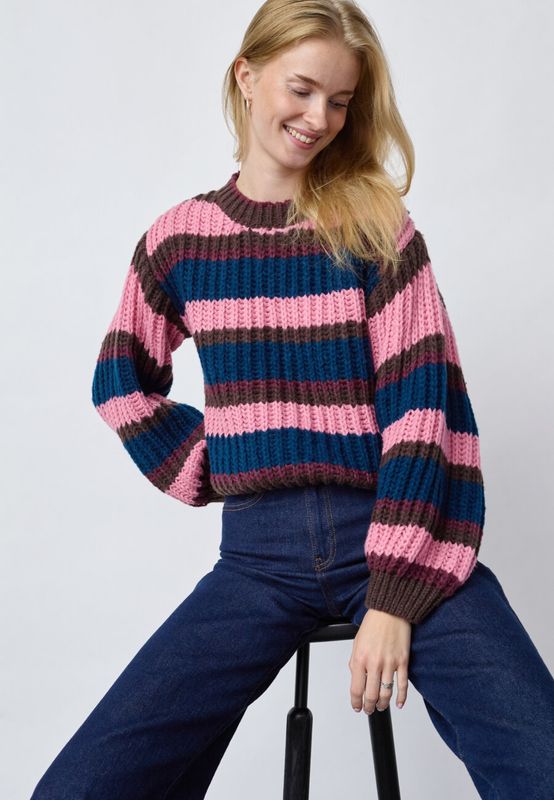 Sisters Point gebreide trui  roze/blauw/bruin