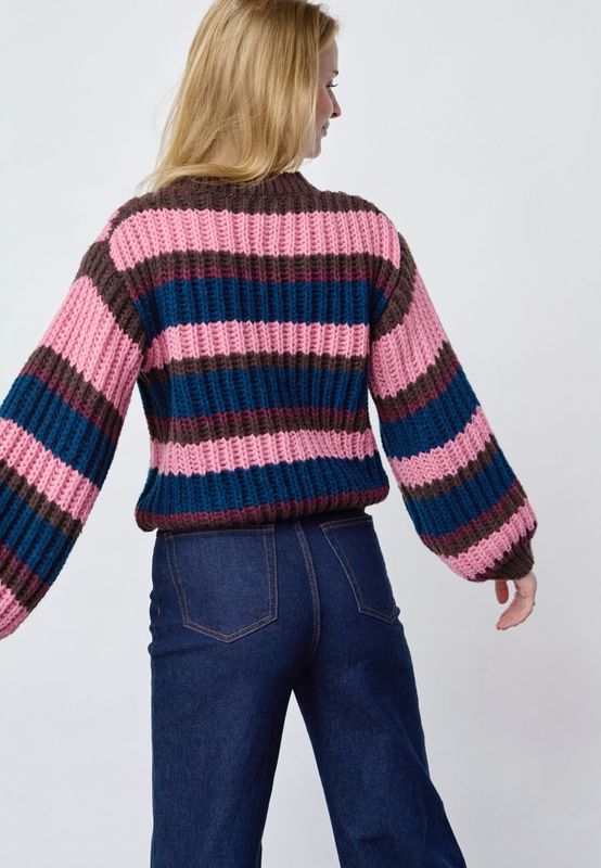 Sisters Point gebreide trui  roze/blauw/bruin