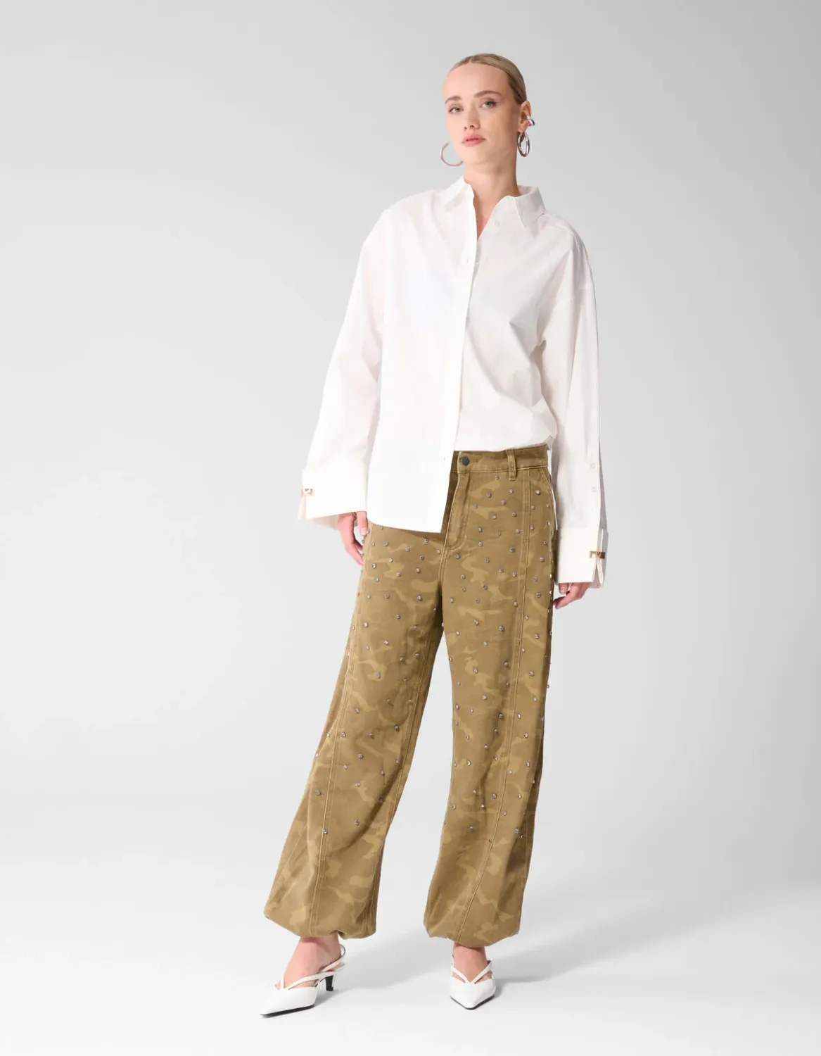 Shoeby Oversized Ring Cuff Blouse Wit