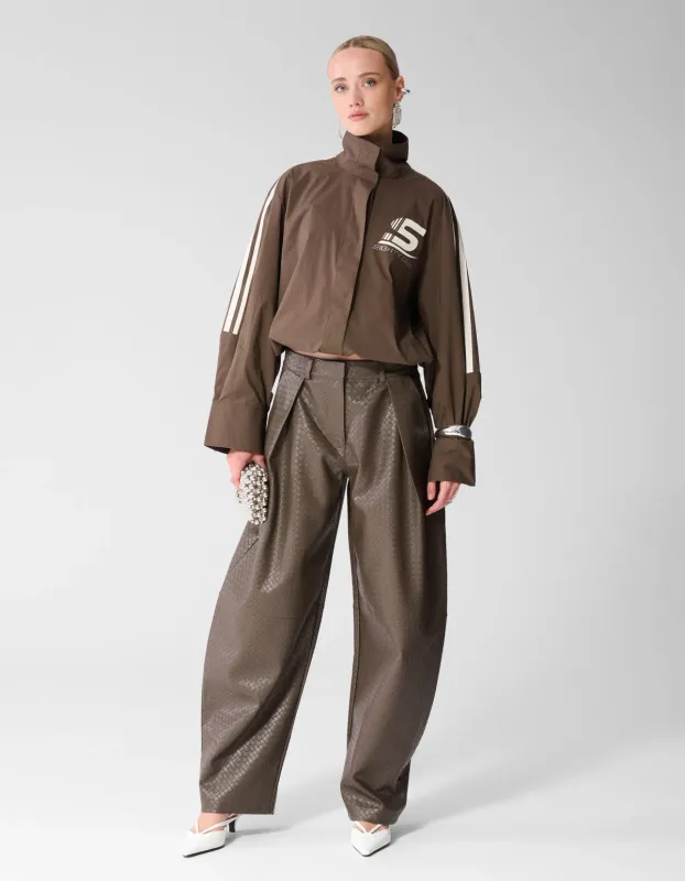 Shoeby Poplin Track Blouse Donkerbruin