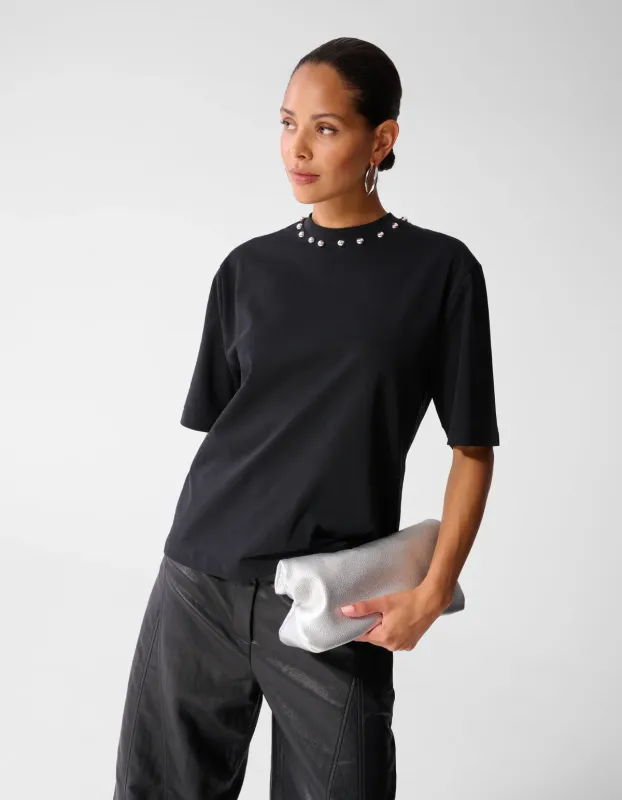 Shoeby Studded T-shirt Zwart