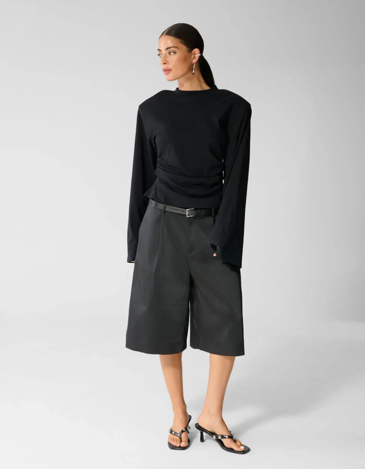 Shoeby Waisted Longsleeve T-shirt Zwart
