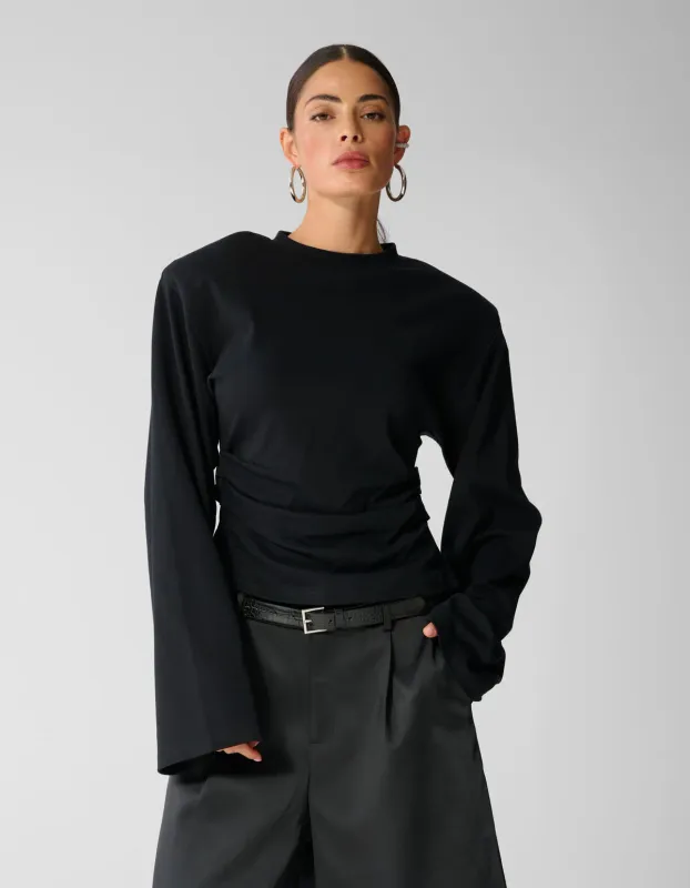 Shoeby Waisted Longsleeve T-shirt Zwart