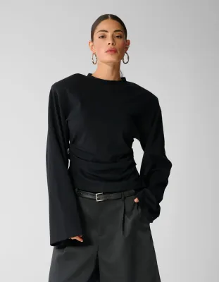 Shoeby Waisted Longsleeve T-shirt Zwart