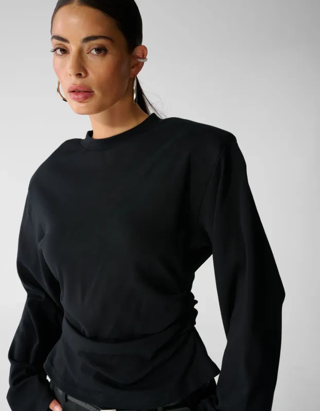 Shoeby Waisted Longsleeve T-shirt Zwart