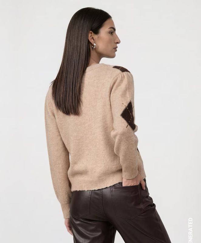 Monari Ruitpatroon Vest Beige